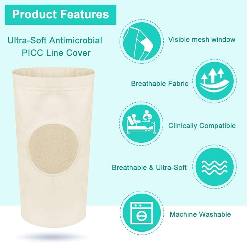 Mistuki Picc Line Covers for Upper Arm Picc Nursing Sleeve Caps with Medical Mesh Cast Protector Breathable and Comfort, Suitable for Women Men Adult Teens Supplies (S) - Image 4